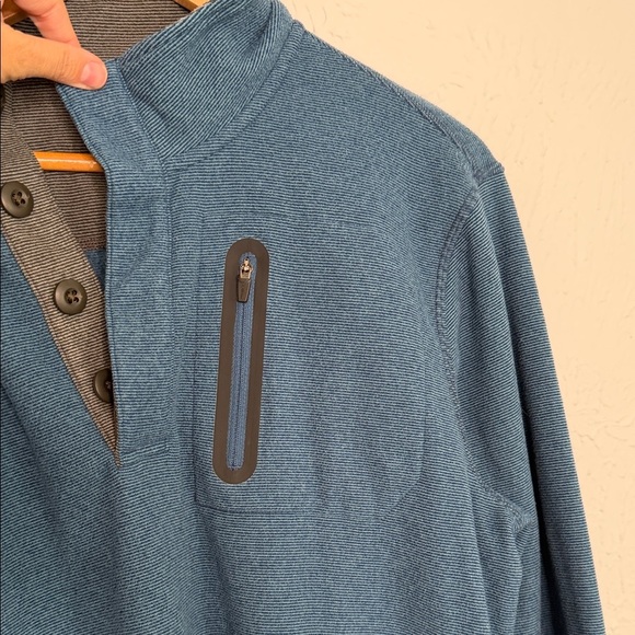 L.L.Bean Men’s Blue Quarter Button Pullover Fleece Sweater – Size medium regular - Picture 4 of 10